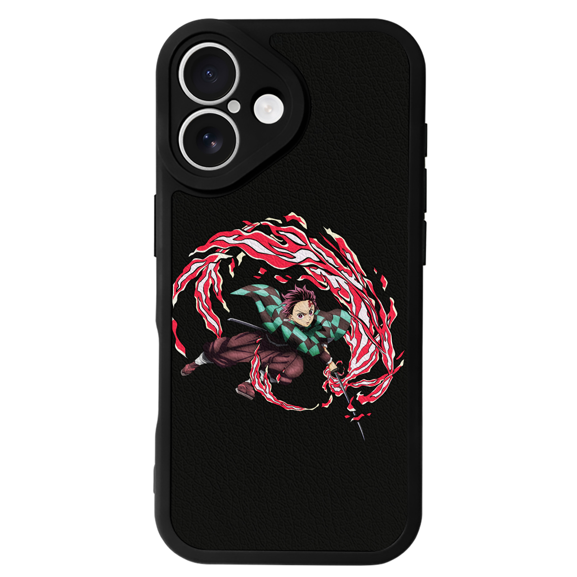 （画像用） 鬼滅の刃 竈門 炭治郎／かまど たんじろう Kamado Tanjirou 【iPhone 16シリーズ対応】シリコンスマホケース（レザー調） 材質：シリコン